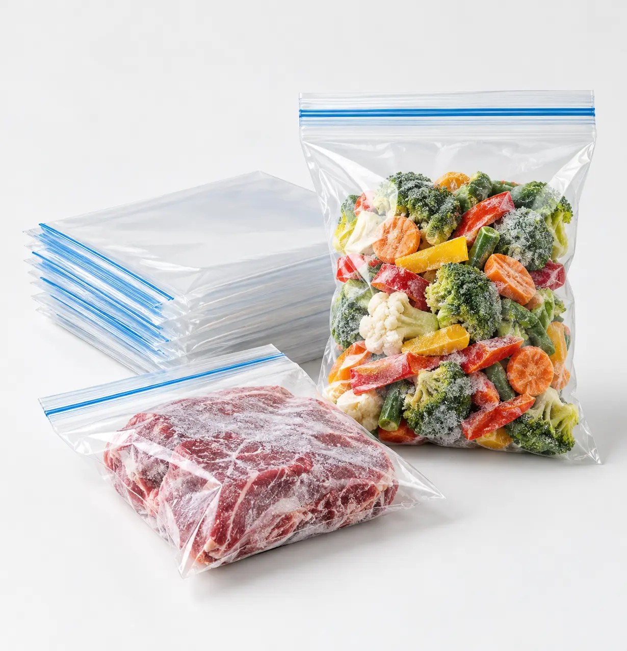 Sachets de congélation zippés — Vue de face
