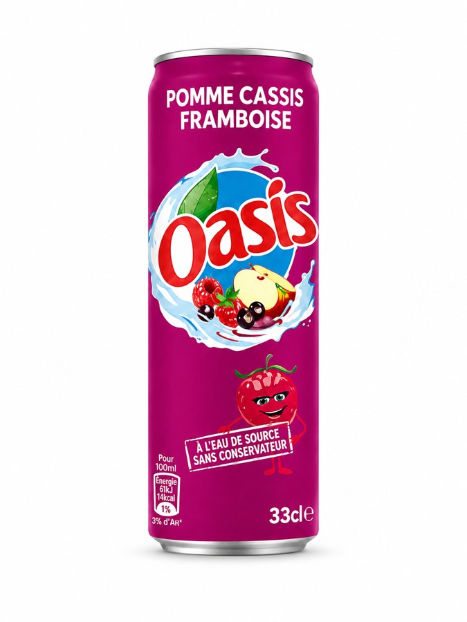 Oasis Pomme Cassis Framboise — Canette 33 cl