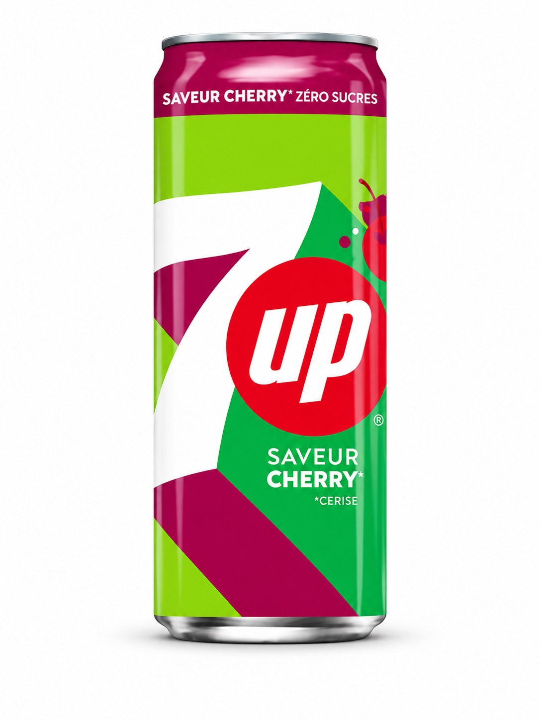 7Up Cherry Zéro Sucres — Canette 33 cl