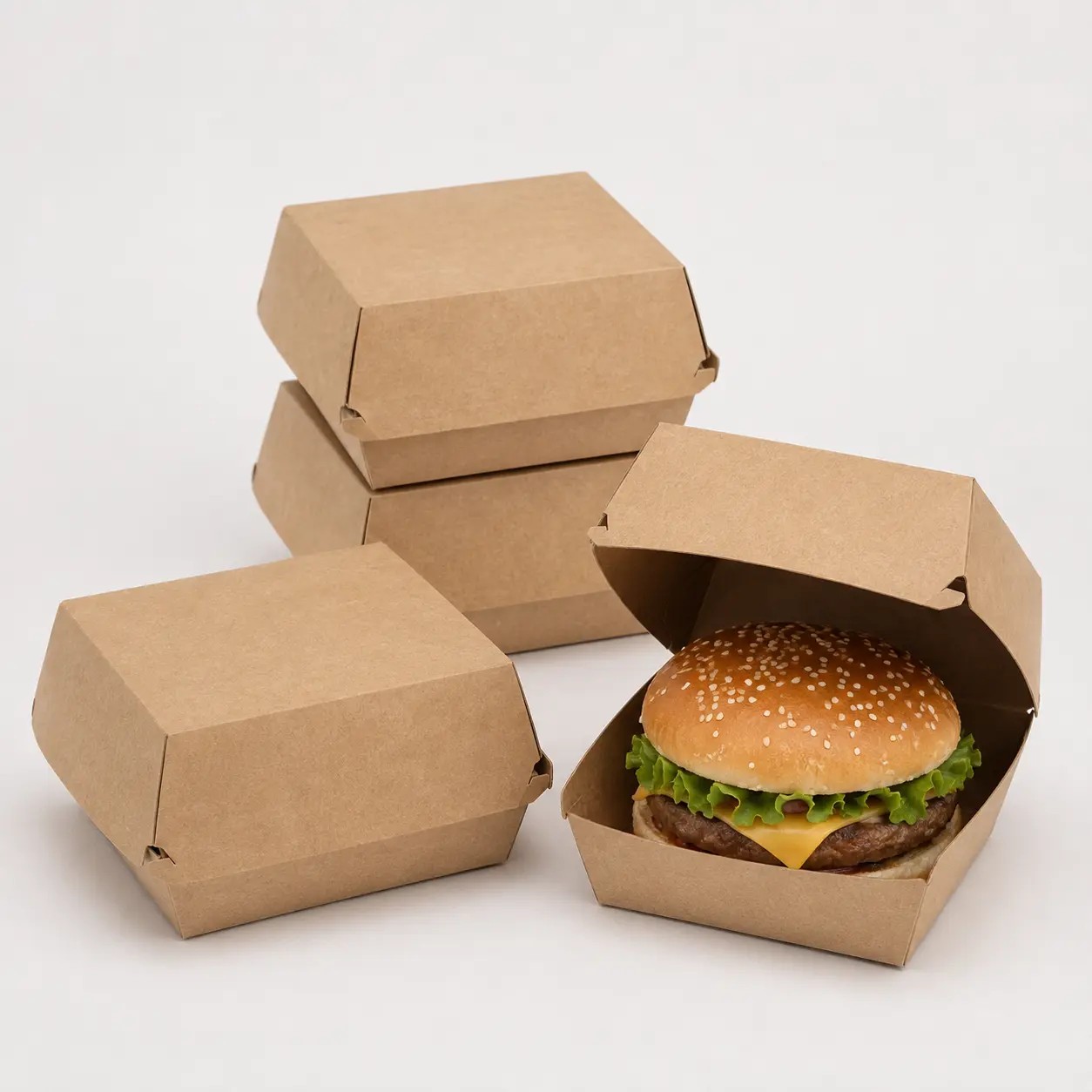 Boîtes burger kraft — Vue de face