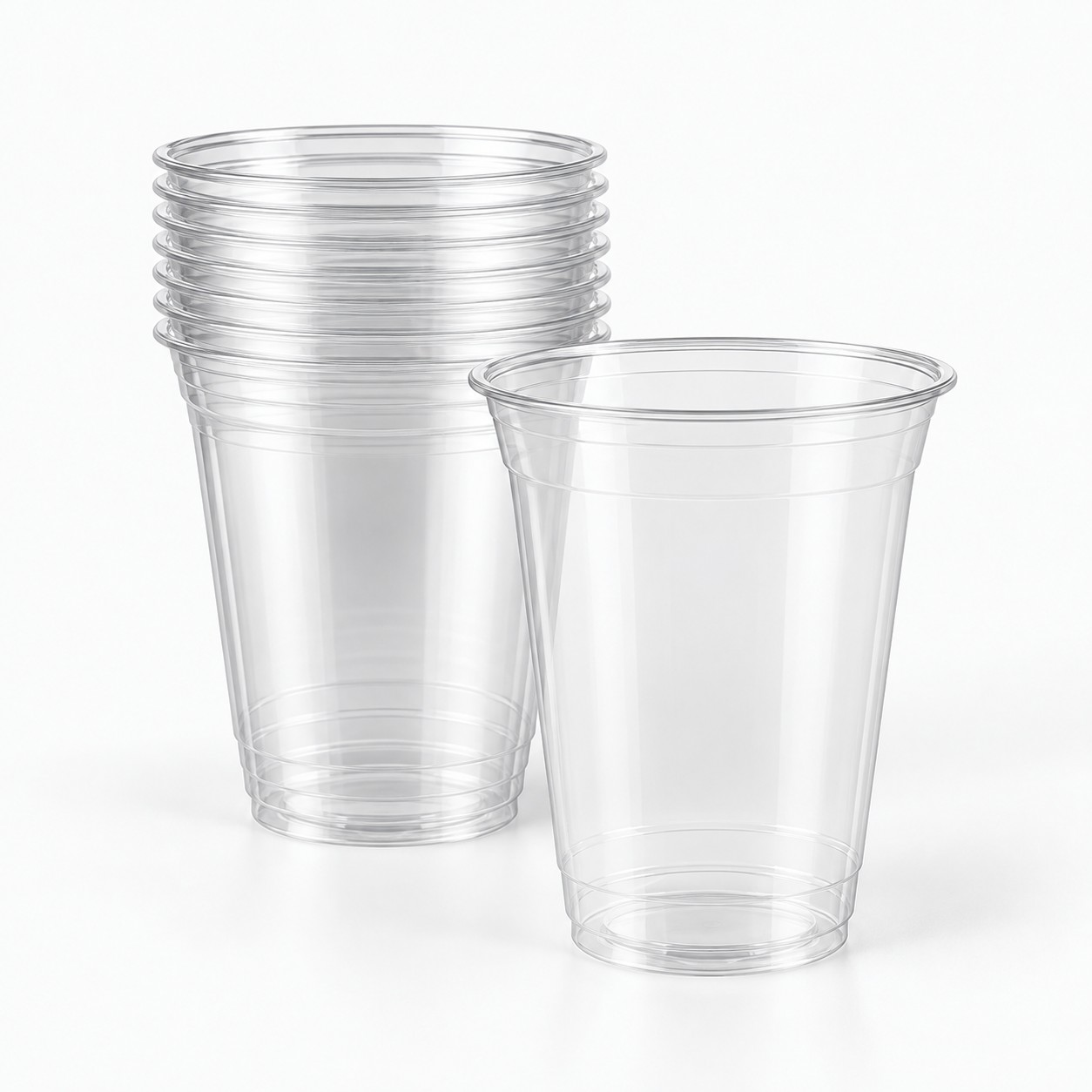 Gobelets plastique boissons froides — Vue de face